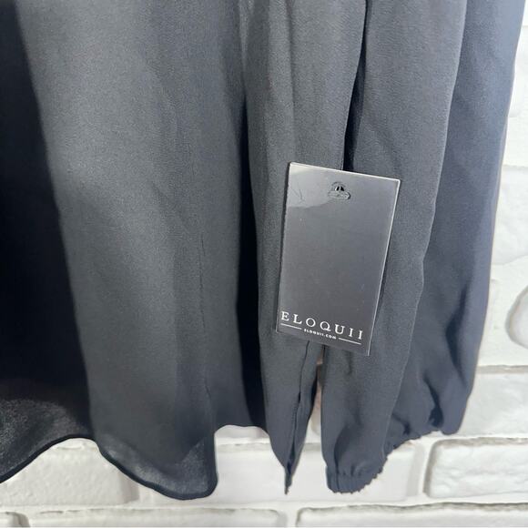 NEW Eloquii Sheer Lace Up Long Sleeve Top Size 16 - Picture 6 of 11